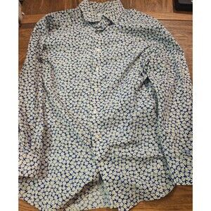 Emanuel Berg Men's XL Floral Pattern Long Sleeve Shirt Modern Fit Daisies
